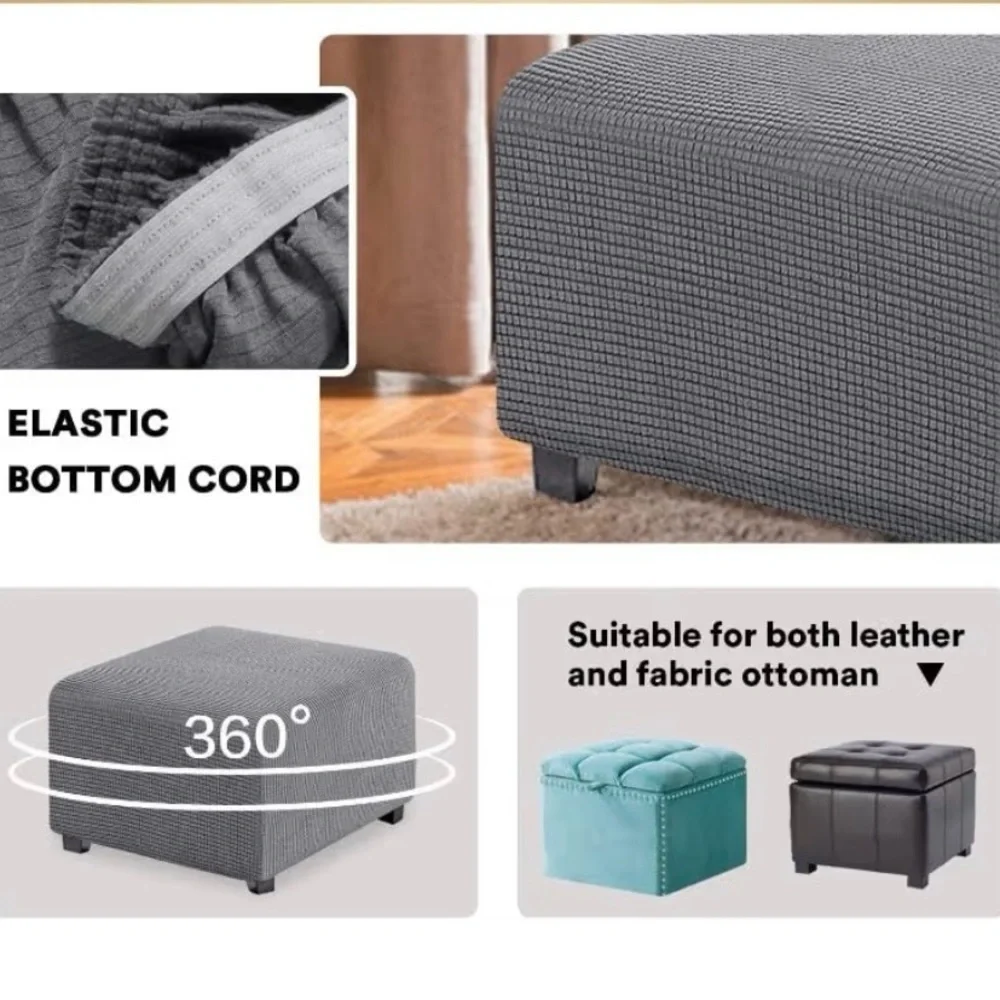 Elegant Gray Ottoman Cover ** Covers only - Ottoman NOT included **
